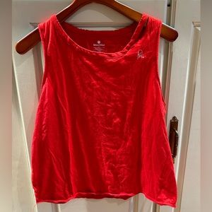 SoulCycle Red Distressed Cropped Muscle Tanktop Size L